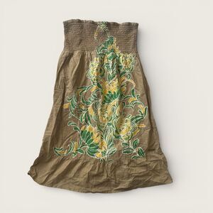 y2k Roxy Floral Strapless Skirt or Tube Dress Brown Green Women’s S